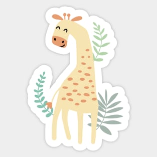 Cute giraffe in the jungle. Kids' things. Sticker